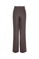 Pantalon - Carreaux Navy Et Brown - Femme