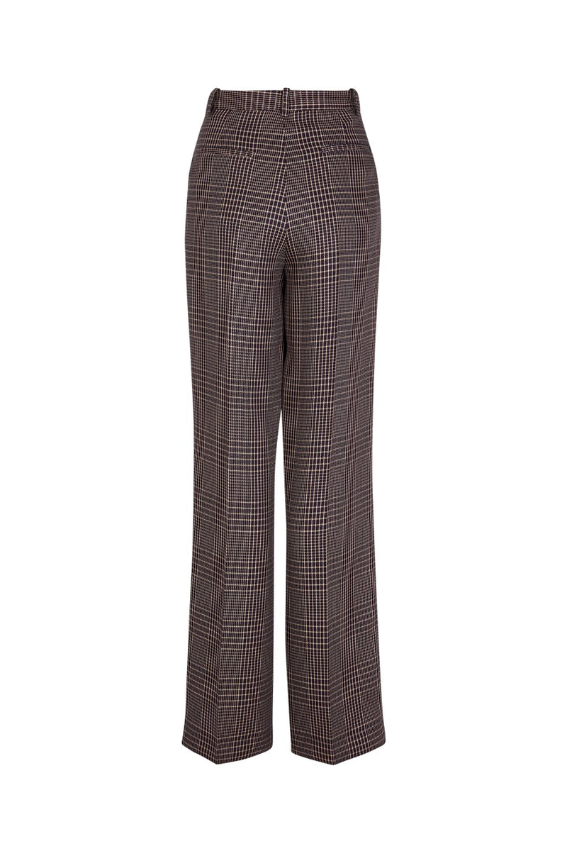 Pantalon - Carreaux Navy Et Brown - Femme