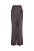 Pantalon - Carreaux Navy Et Brown - Femme