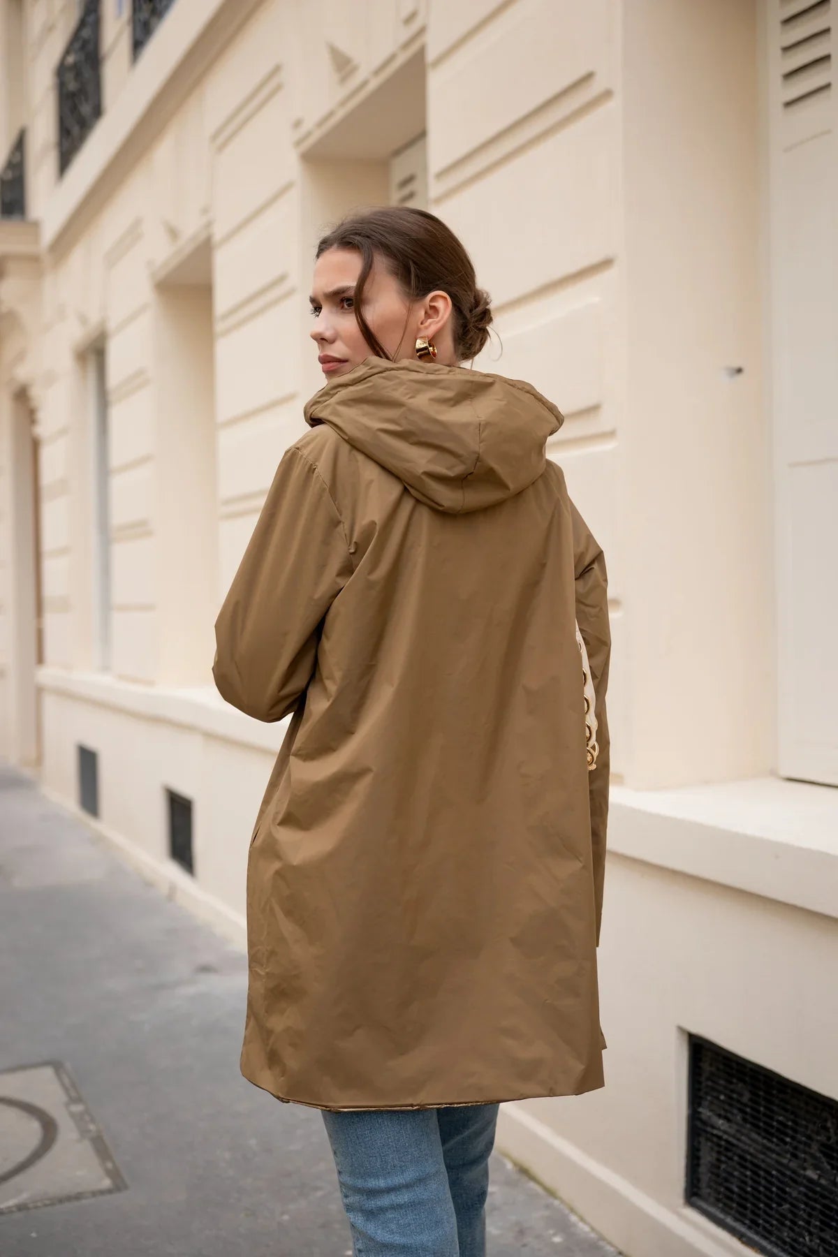 Regenjas Victoria Lang - Camel Mat/Glanzend