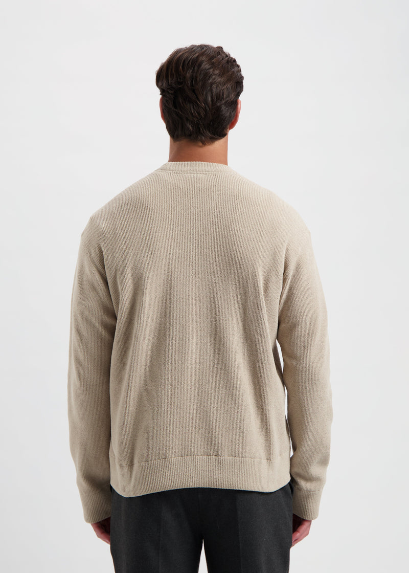Structured Round Neck Sweater - Sand
