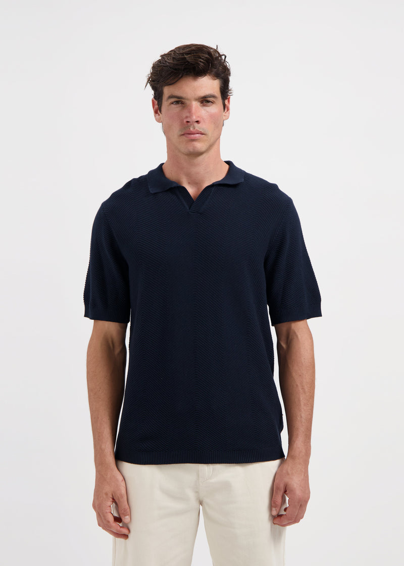 Structure Polo Shirt - Navy Blue
