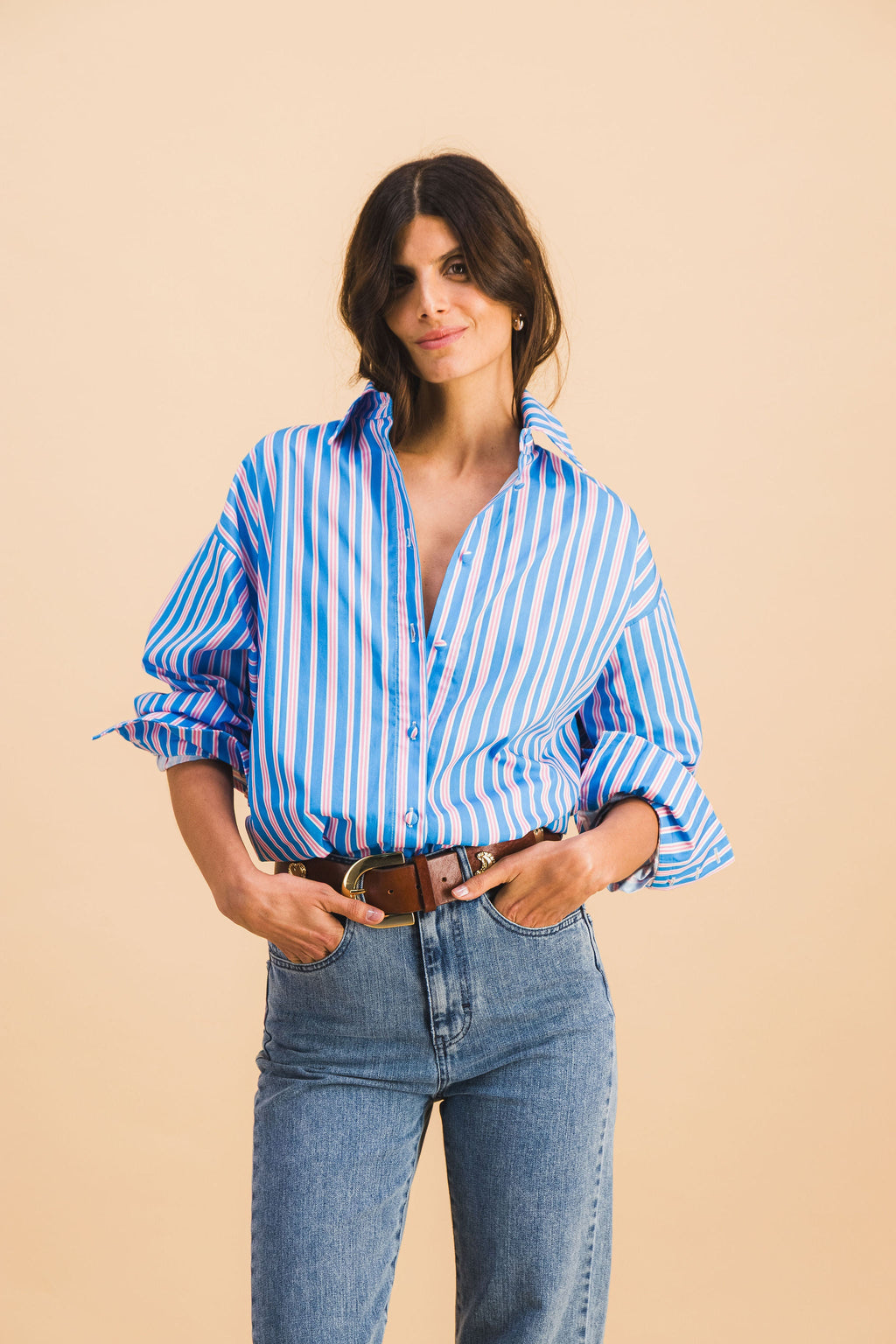 Chemise Dona Stripes Bleu Et Rose