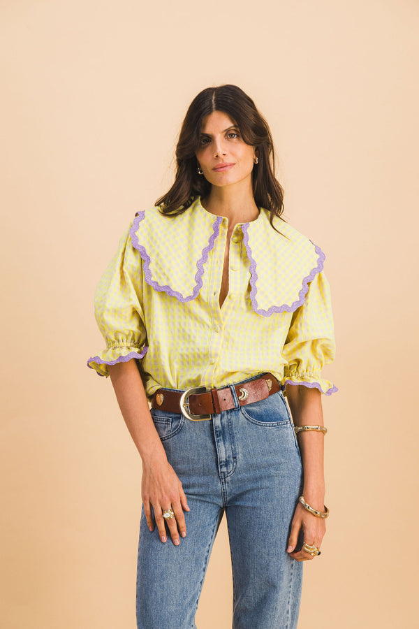 Camisa Louisette a cuadros amarilla