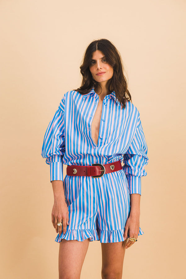 Pantalón corto azul y rosa Dario Stripes