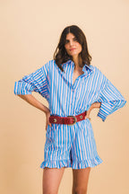 Short Dario Stripes Bleu Et Rose