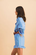 Short Dario Stripes Bleu Et Rose