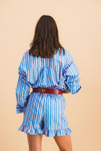 Short Dario Stripes Bleu Et Rose