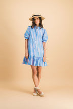 Robe Clementine Stripes Bleu Et Rose