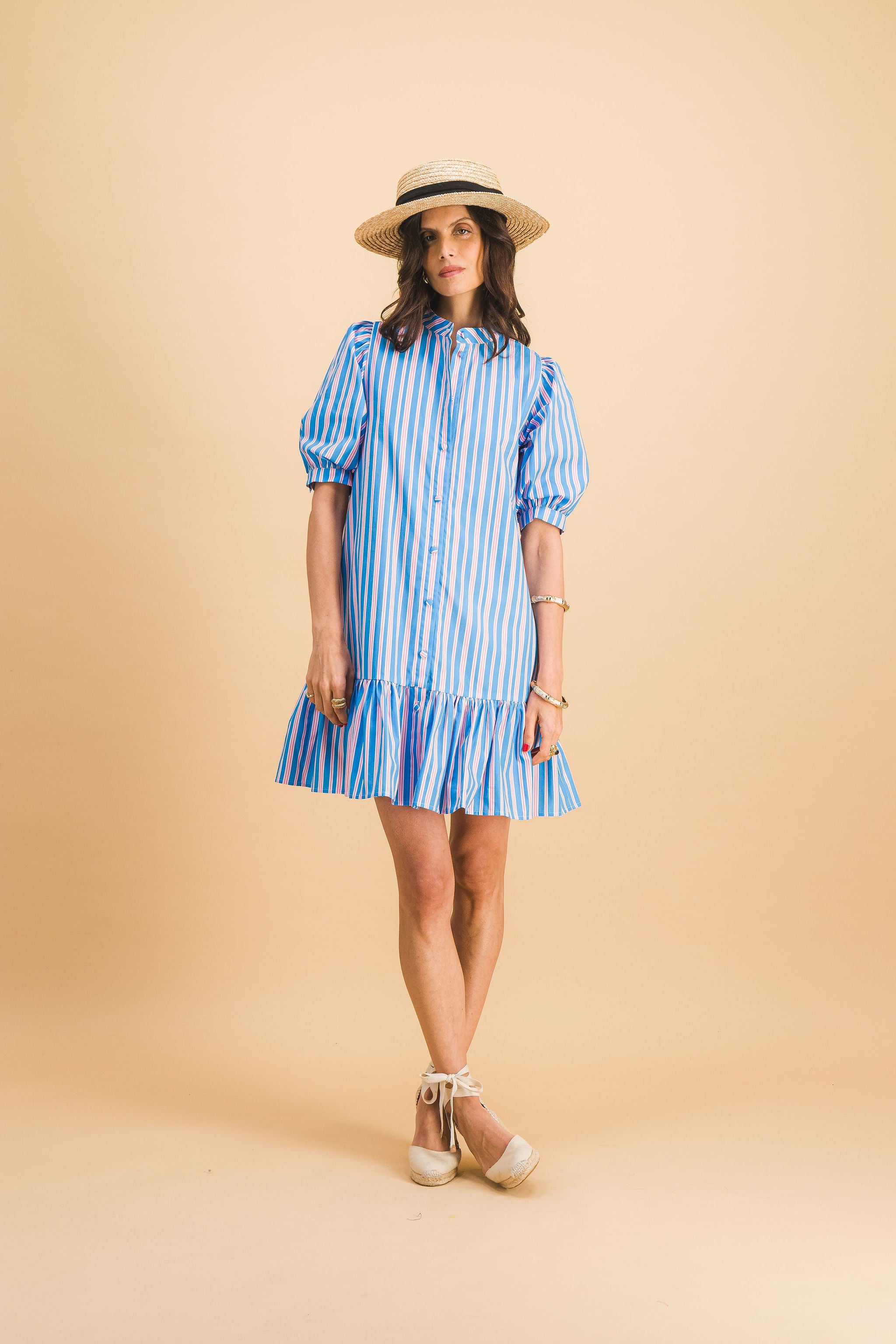 Robe Clementine Stripes Bleu Et Rose