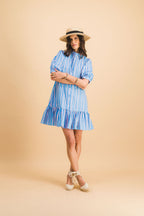 Robe Clementine Stripes Bleu Et Rose