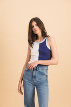 Top Abie Bi-Color Blue And White