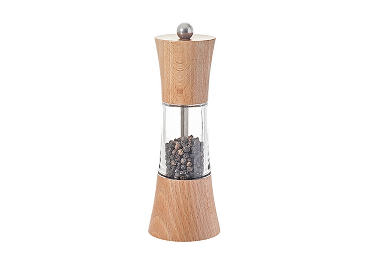 De Buyer – Flamenco – Peberkværn – Træ og akryl – Natur, peberkværn i lyst træ og glas, set forfra