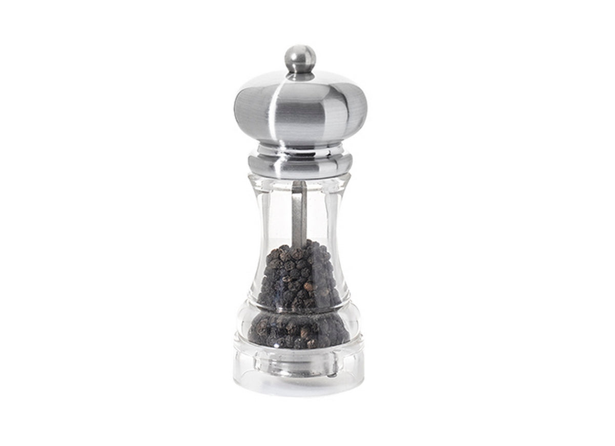 De Buyer – Polka - Peberkværn - Akryl Og Rustfrit Stål - Transparent, peberkværn i glas og metal fyldt med peberkorn