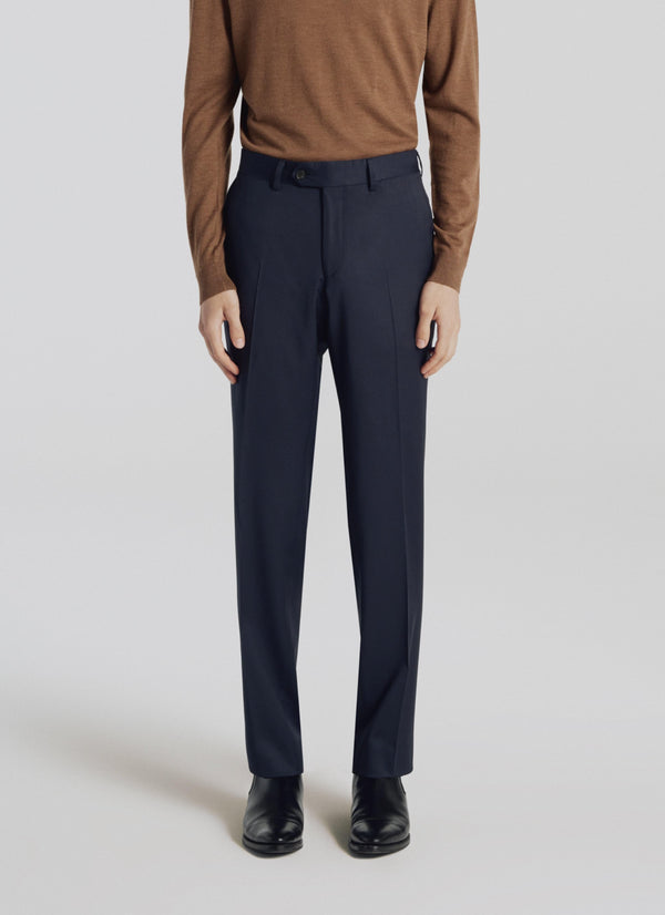 Fursac - Pantalon Costume Serge Unie S'140 Naturel Stretch - Marine