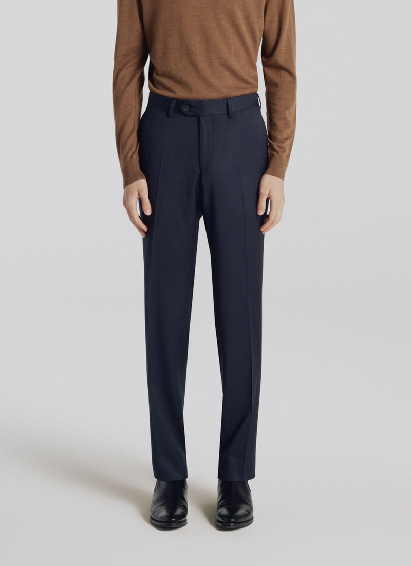 Fursac - Pantalon Costume Serge Unie S'140 Naturel Stretch - Marine