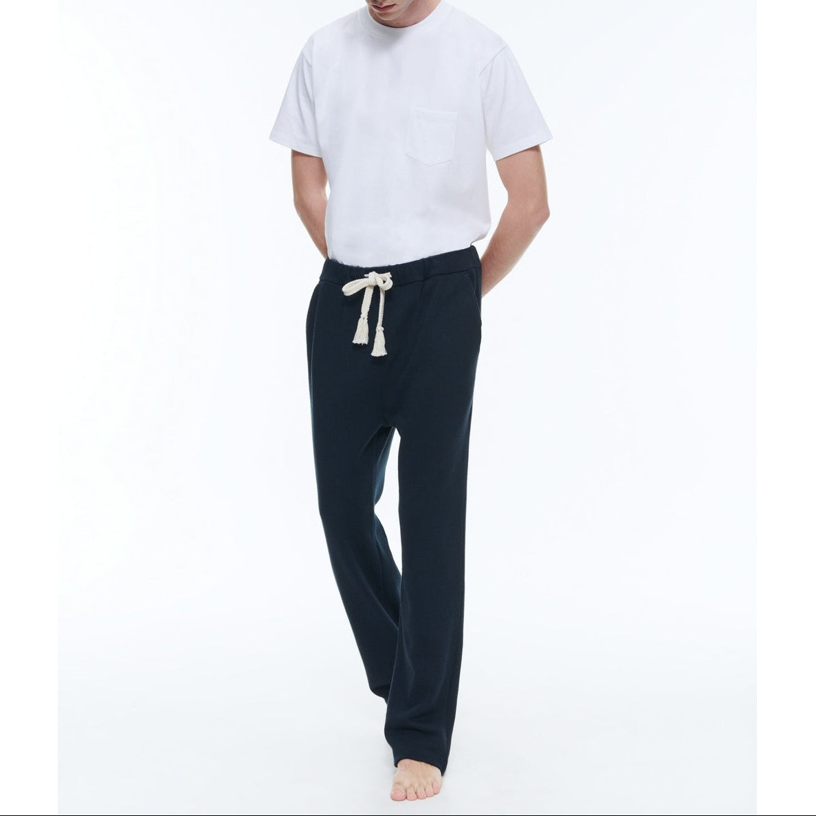 Pantalones De Chándal De Jersey De Algodón - Azul Marino