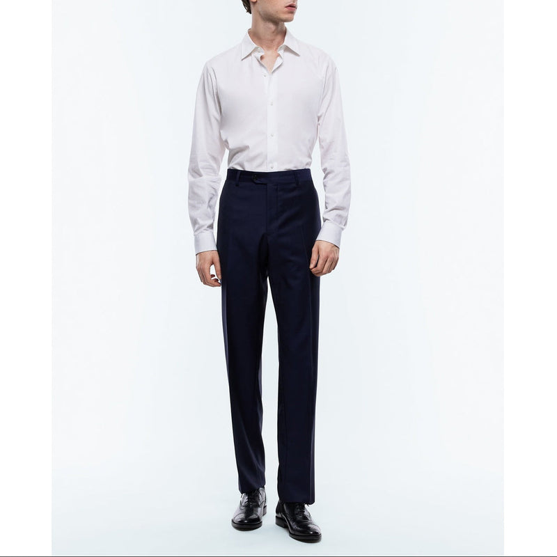 Pantalon Costume Serge Unie Marine Super 140'S - Carbone