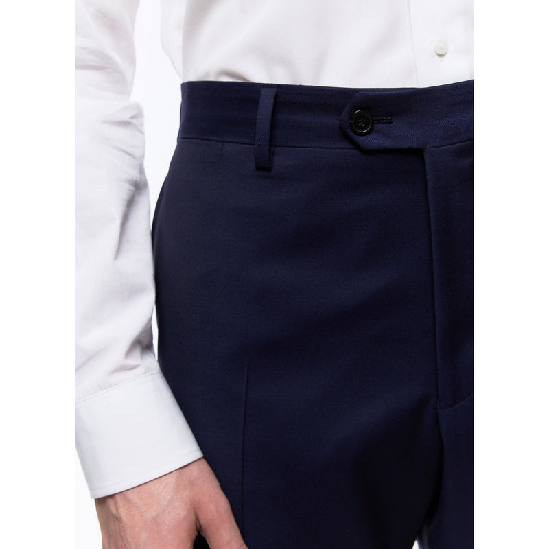 Pantalon Costume Serge Unie Marine Super 140'S - Carbone