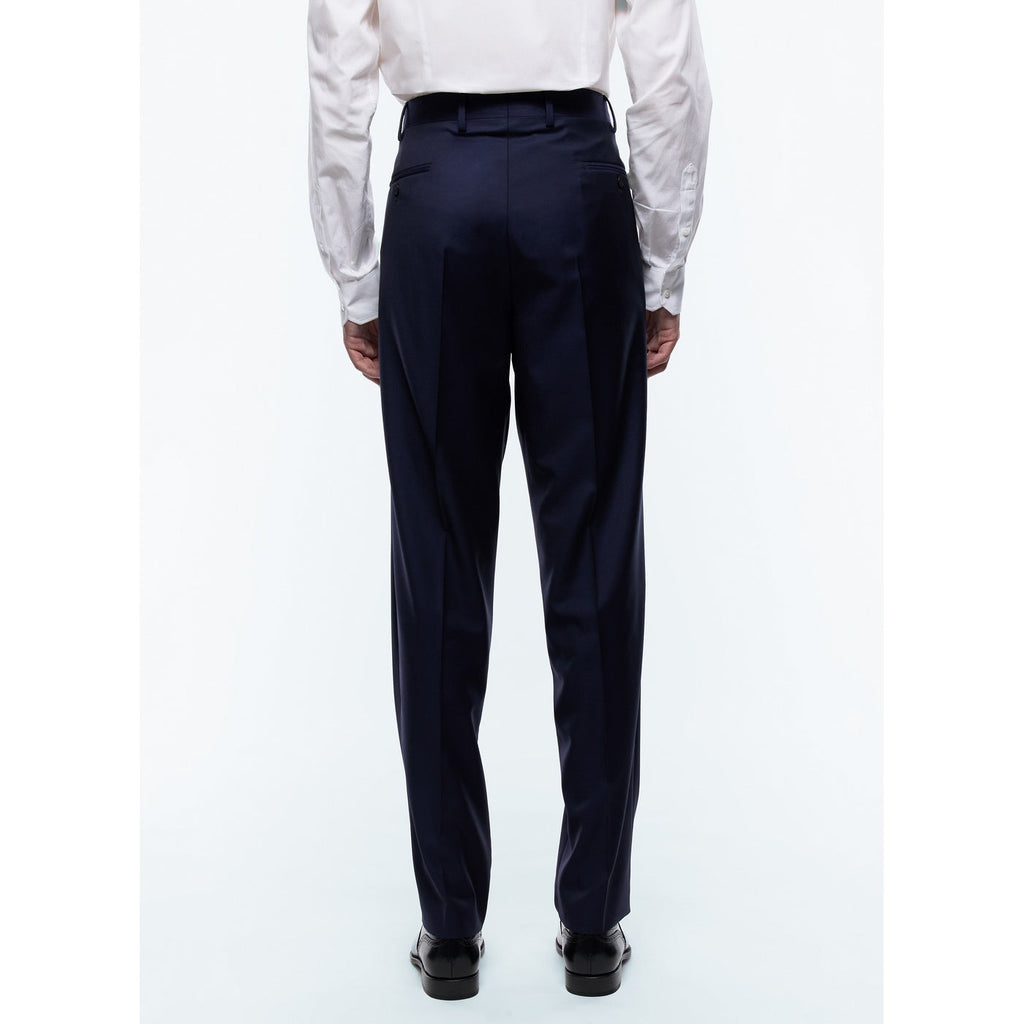 Pantalón de traje Super 140'S Navy Plain Serge - Carbono