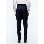 Pantalón de traje Super 140'S Navy Plain Serge - Carbono