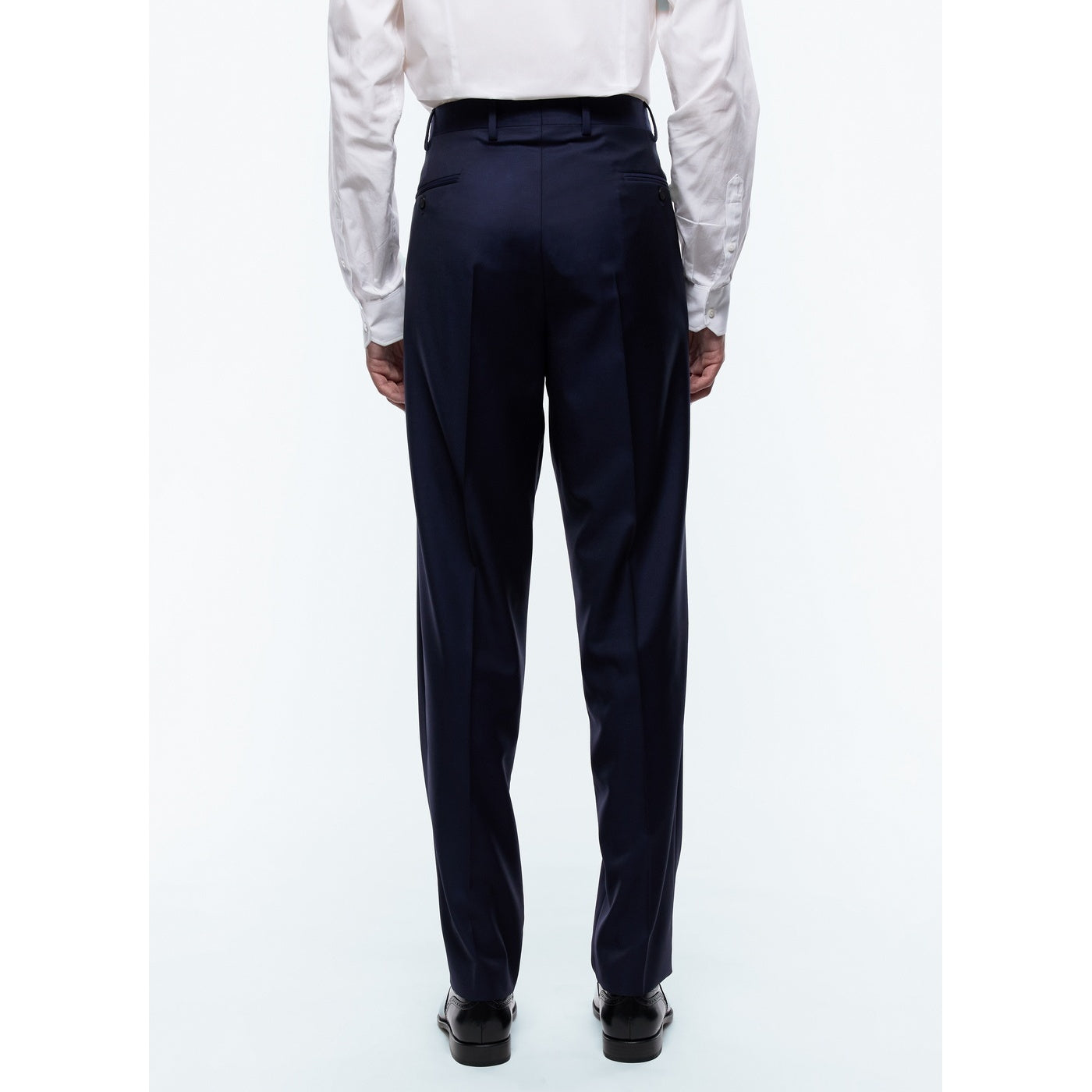 Pantalón de traje Super 140'S Navy Plain Serge - Carbono