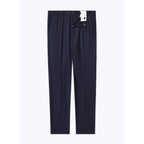 Pantalón de traje Super 140'S Navy Plain Serge - Carbono