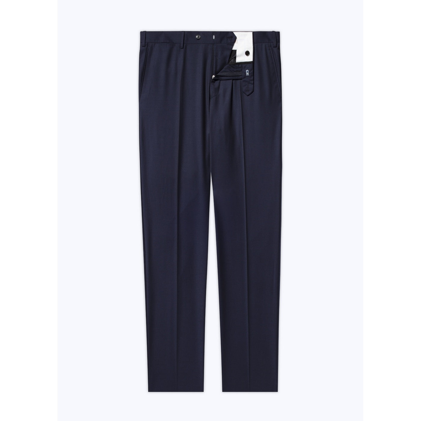 Pantalón de traje Super 140'S Navy Plain Serge - Carbono
