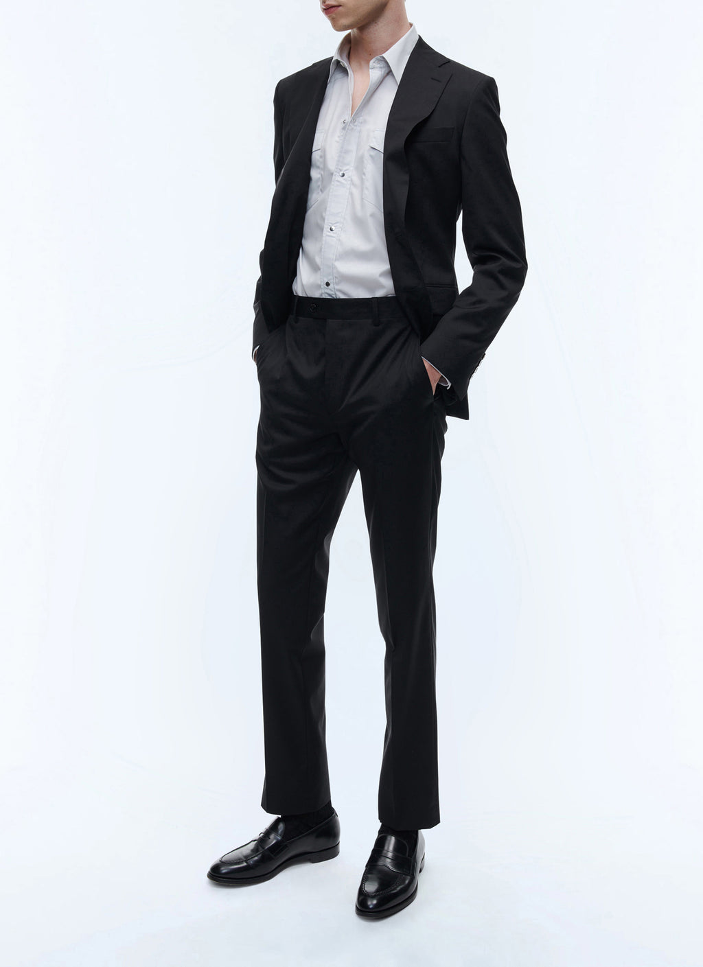 Pantalon De Costume En Serge Unie - Noir