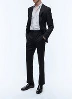 Pantalon De Costume En Serge Unie - Noir