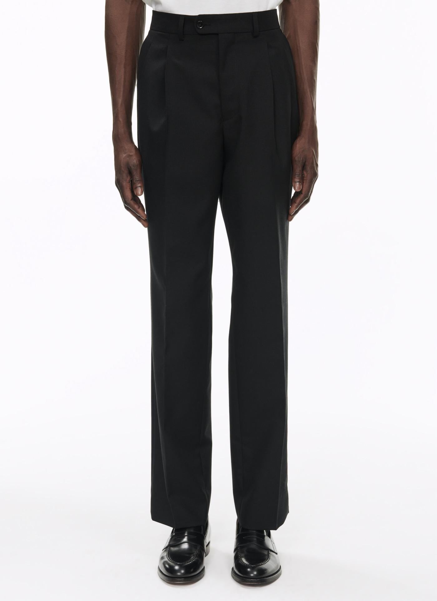 Fursac - Pantalón De Lana Virgen Grain De Poudre Negro