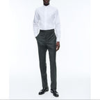 Pantaloni Slim Fit In Flanella Di Lana - Verde