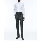 Pantalones slim fit de franela de lana - Verde