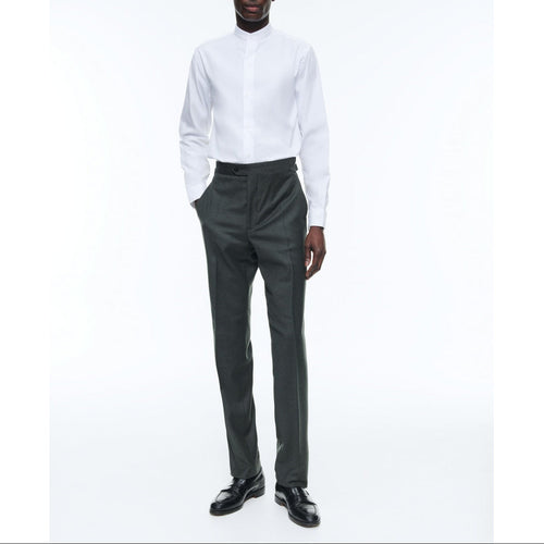 Pantalon Ajusté En Flanelle De Laine - Vert
