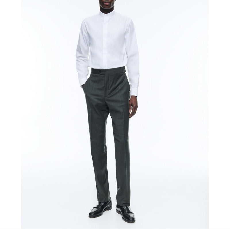 Slim Fit Wool Flannel Trousers - Green