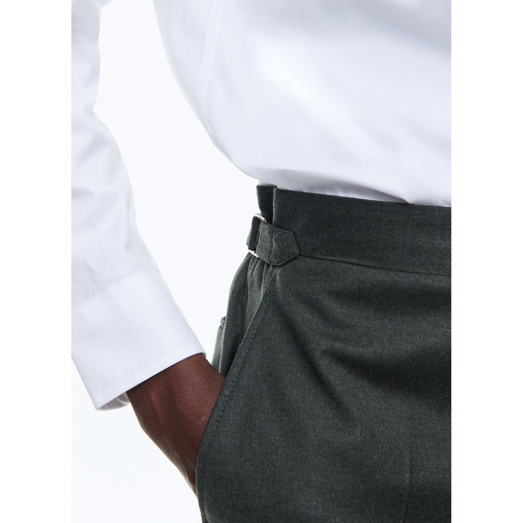 Pantalones slim fit de franela de lana - Verde