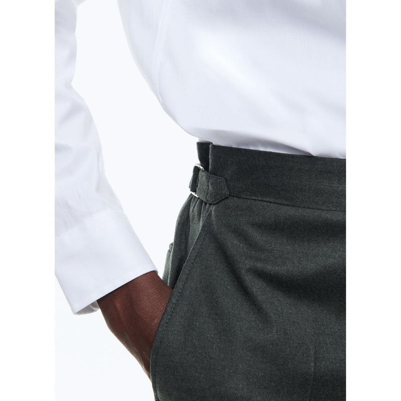 Slim Fit Wool Flannel Trousers - Green