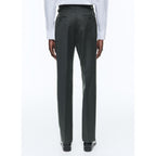 Pantaloni Slim Fit In Flanella Di Lana - Verde