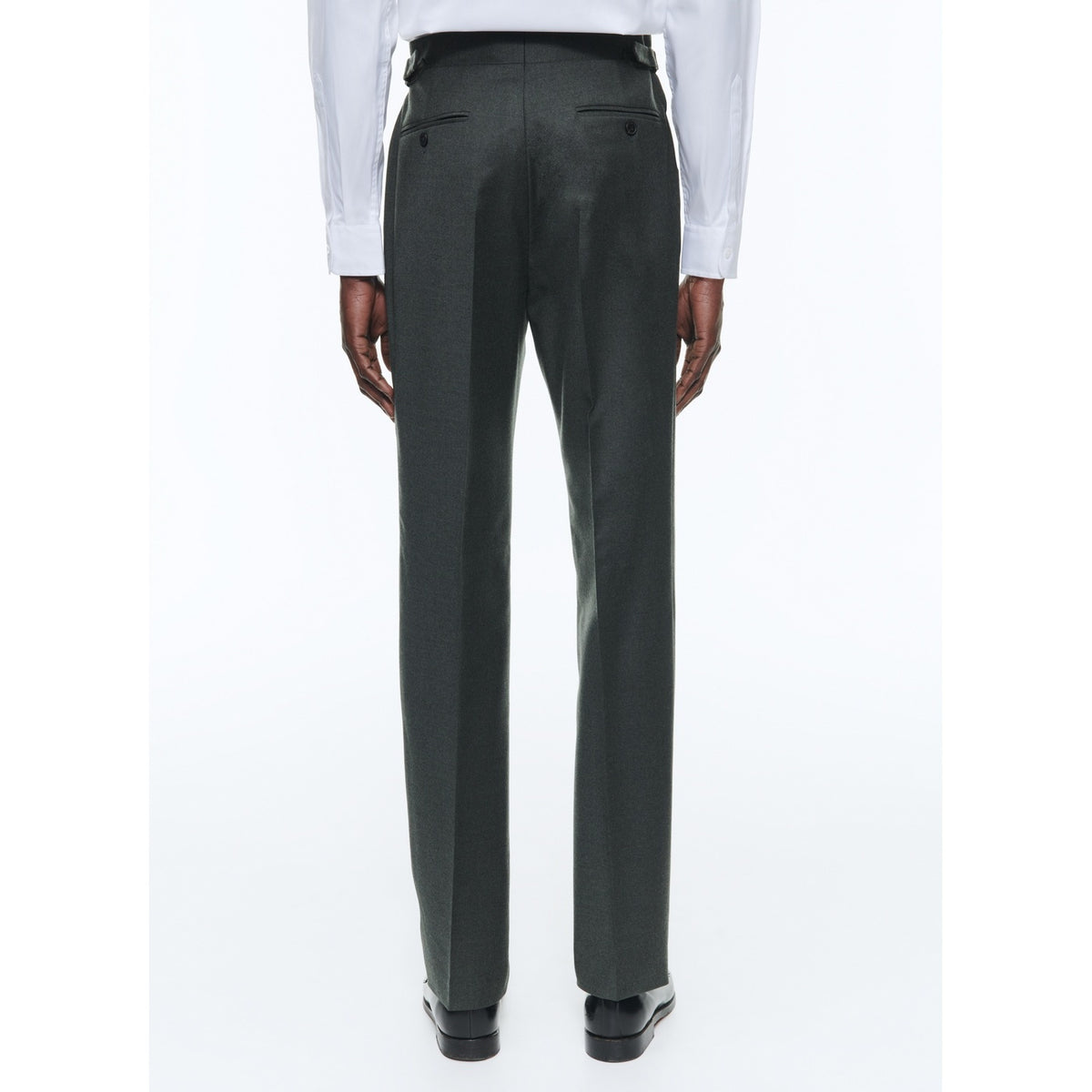Pantaloni Slim Fit In Flanella Di Lana - Verde