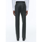 Pantalones slim fit de franela de lana - Verde