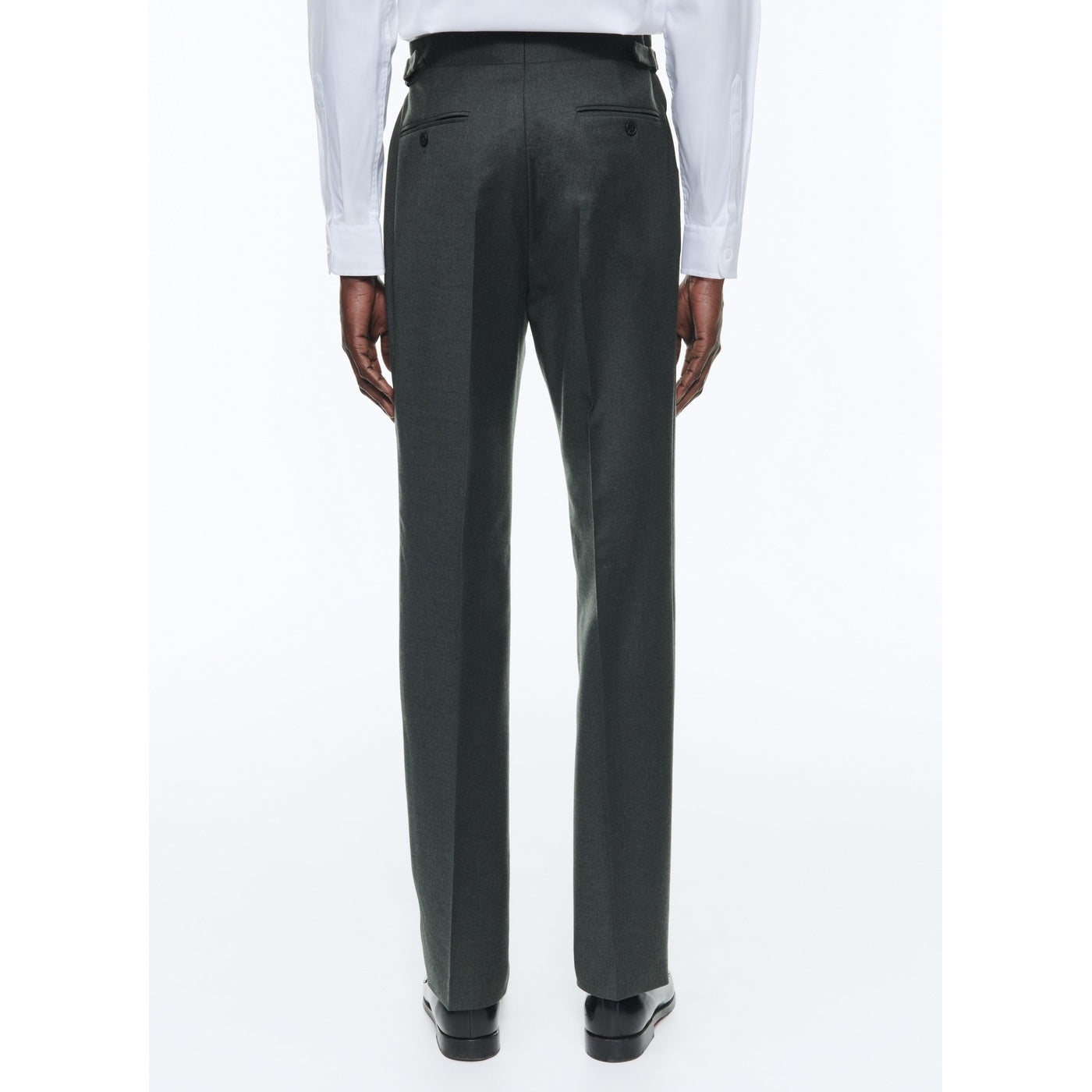 Pantalones slim fit de franela de lana - Verde
