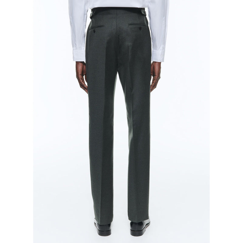 Slim Fit Wool Flannel Trousers - Green