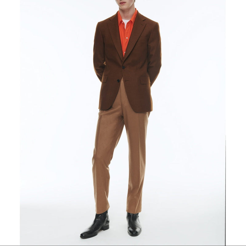 Pantalón slim fit de franela de lana - Marrón