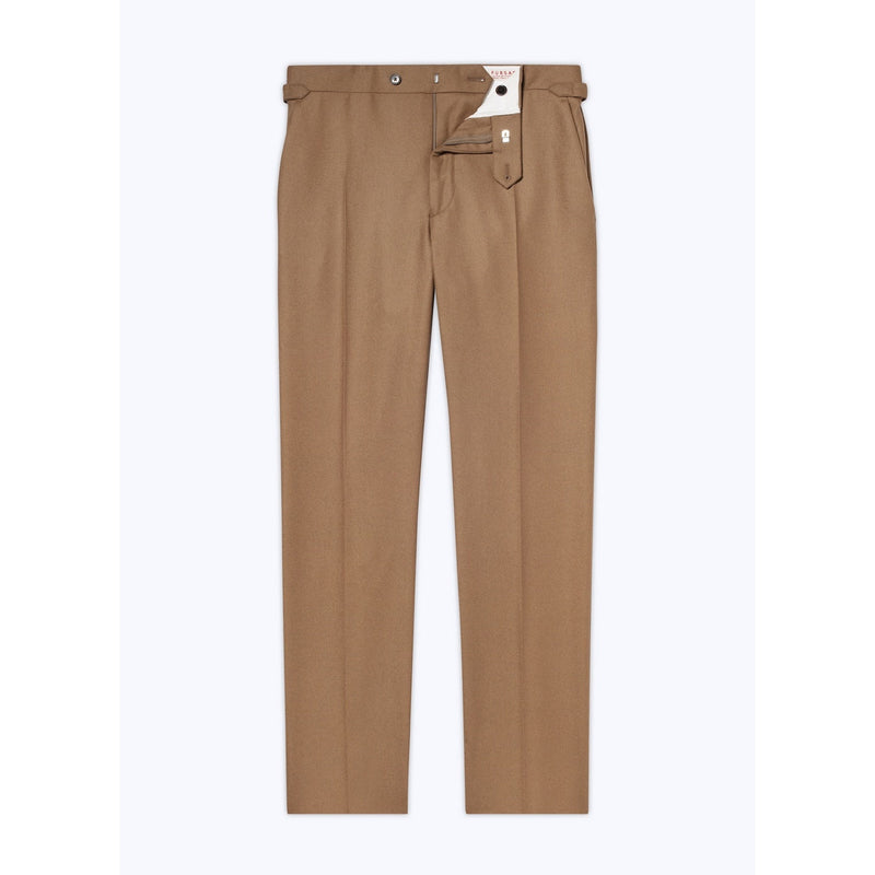 Pantalón slim fit de franela de lana - Marrón
