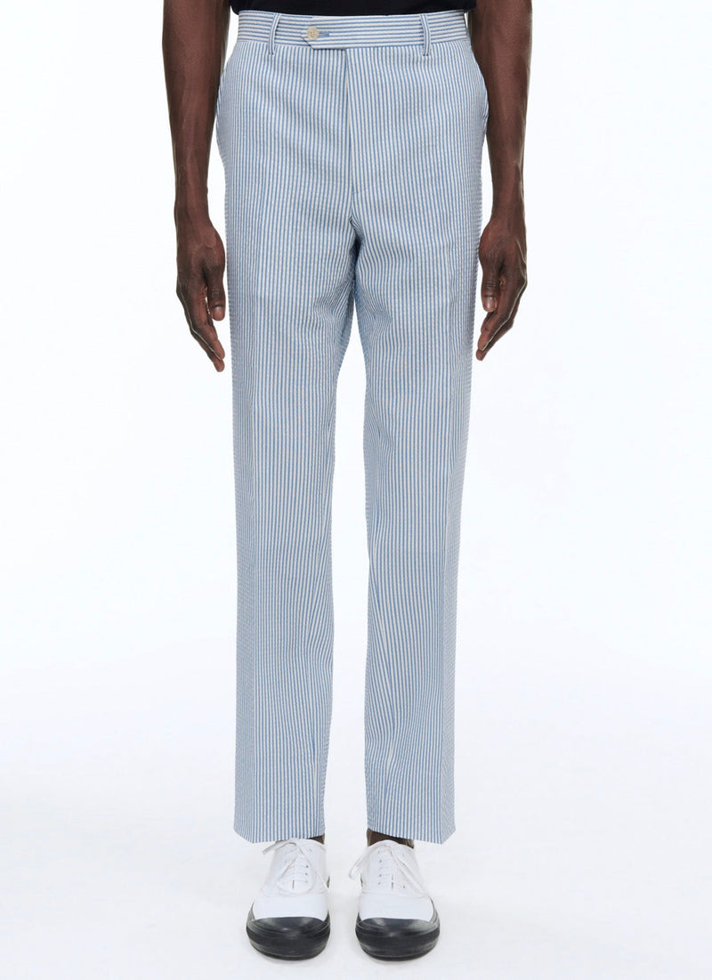 Fursac - Pantalón De Seersucker De Lana A Rayas - Zafiro - Hombre