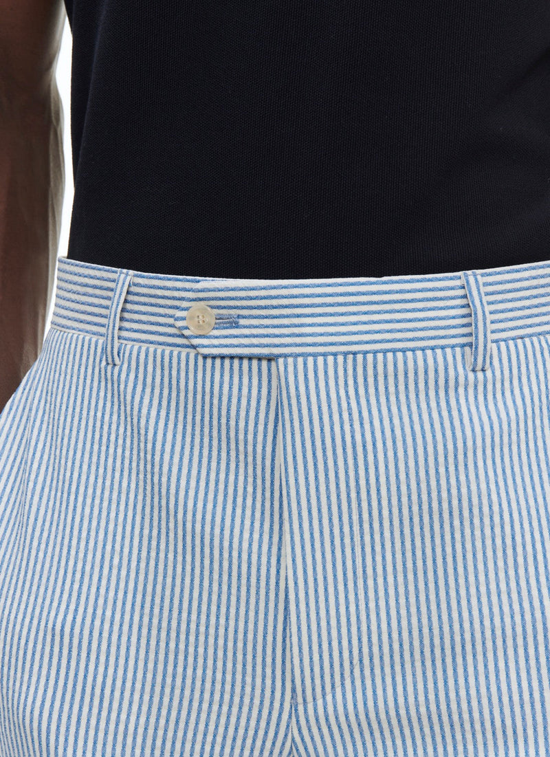 Fursac - Pantalón De Seersucker De Lana A Rayas - Zafiro - Hombre