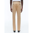Pantalon Ajusté En Velours - Beige
