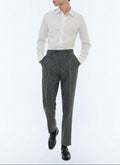 Pantalon Ajusté En Tweed De Laine - Gris