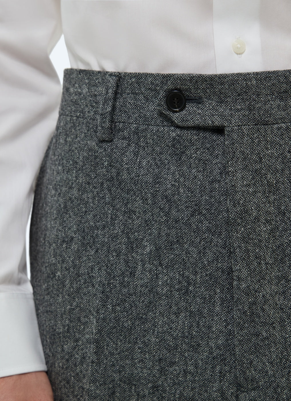 Pantalon Ajusté En Tweed De Laine - Gris