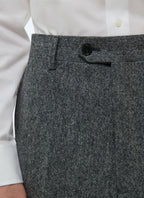 Pantalon Ajusté En Tweed De Laine - Gris